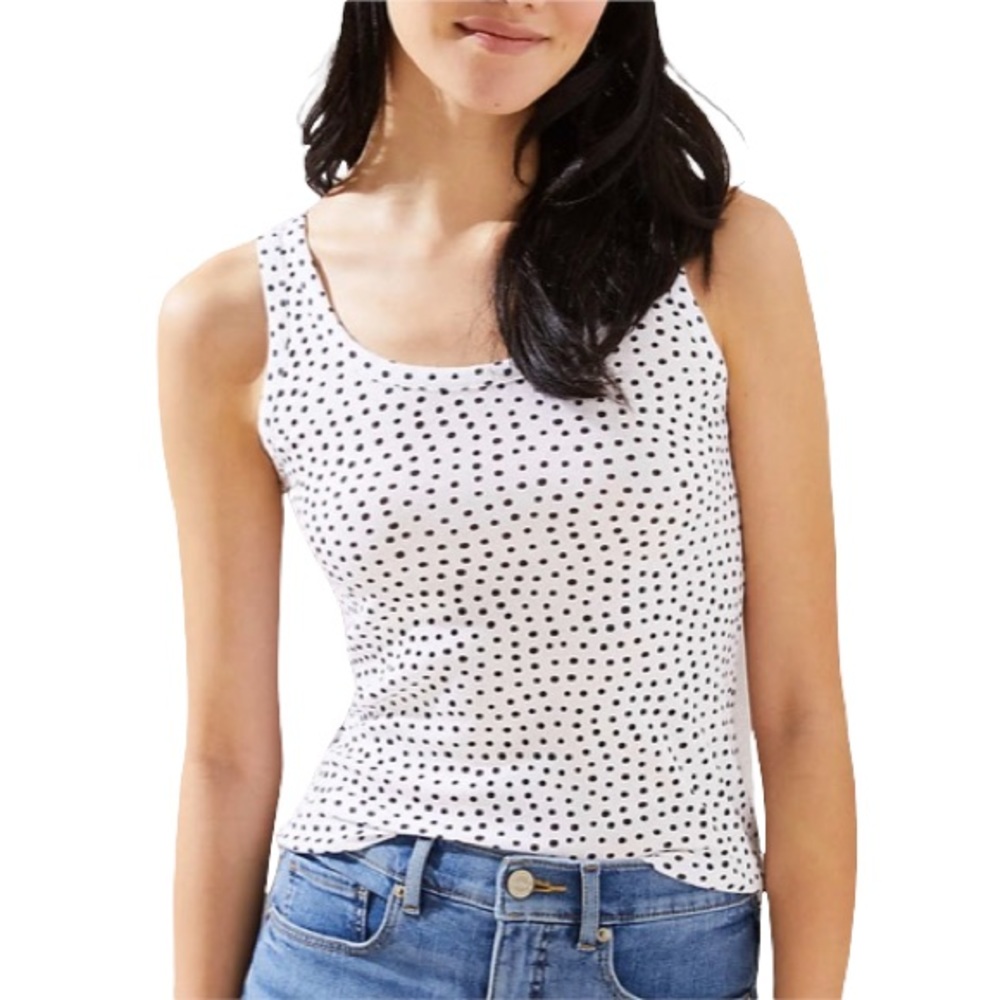 LOFT Scoop Neck Polka Dot Tank Top